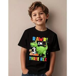 Toddler "Three Rex" Dino 3rd Birthday Shirt 3-4T
